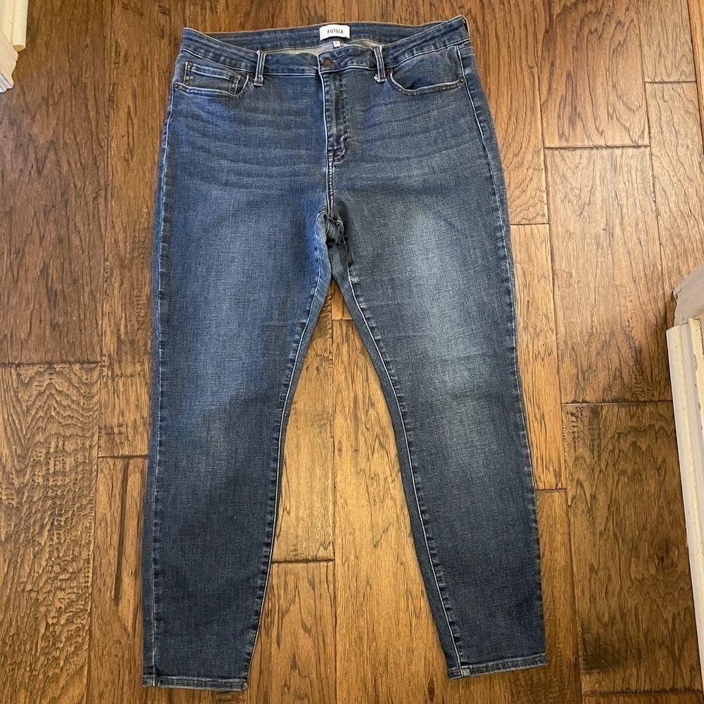 Pistola Revolve High Rise P6731mtw-Mdy Stretch Whiskering Ankle Jeans Dk Blue 33
